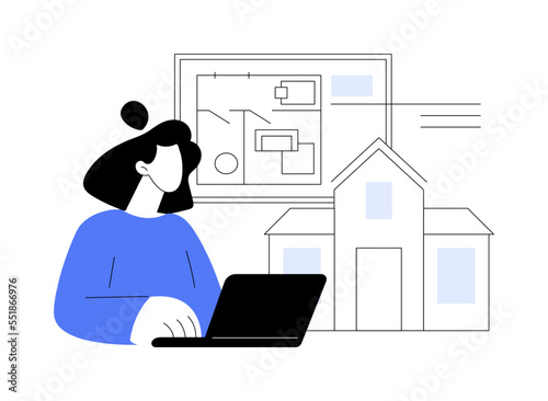Real estate floor plan abstract concept vector illustration.