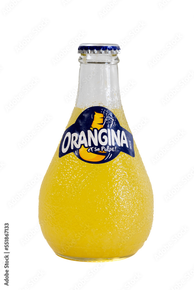 bouteille de boisson gazeuse en verre de marque Orangina Photos | Adobe  Stock