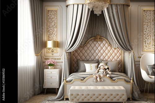 luxury sryle hildren's room interior shiny and sparkling photo