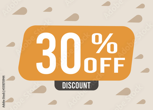 30  Off discount. Special offer and price drop. Banner for business  sales and special promotion on light background