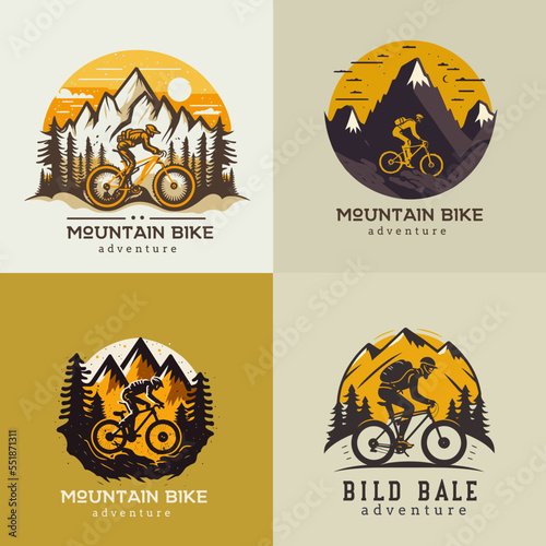 mountain bike logo set collection Bicycle downhill vintage logo label badge
