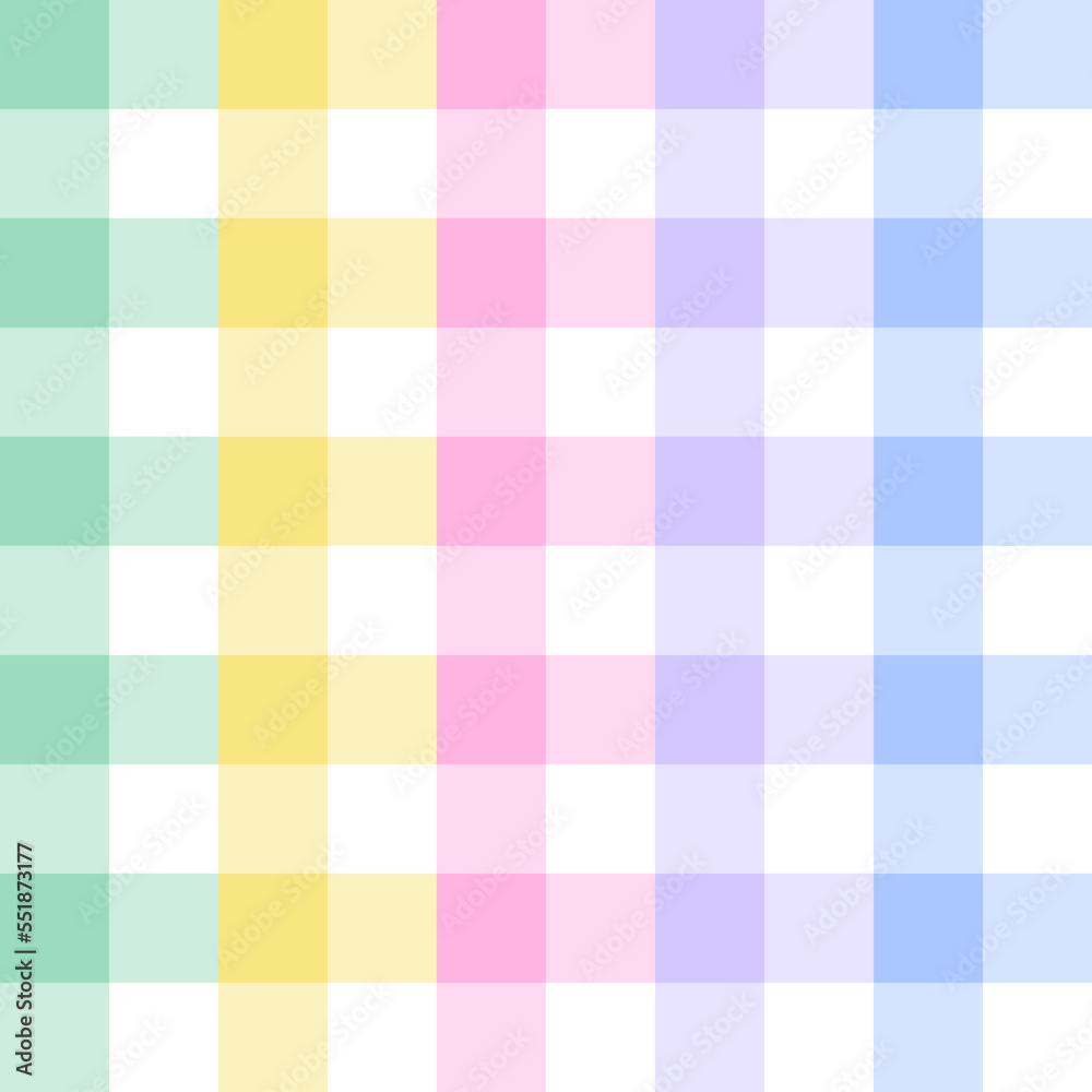 Cute Pastel Square Rainbow Abstract abstract Shape Element Gingham Checkered Tartan Plaid Scott Seamless Pattern Cartoon Vector Illustration Print Background Fashion Fabric Picnic