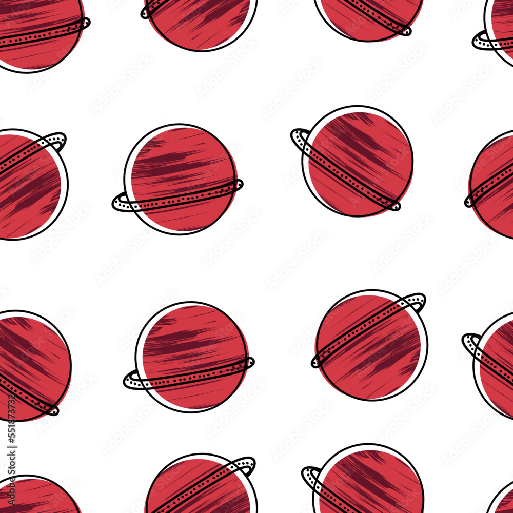 Fototapeta premium Seamless pattern with red texture planet.