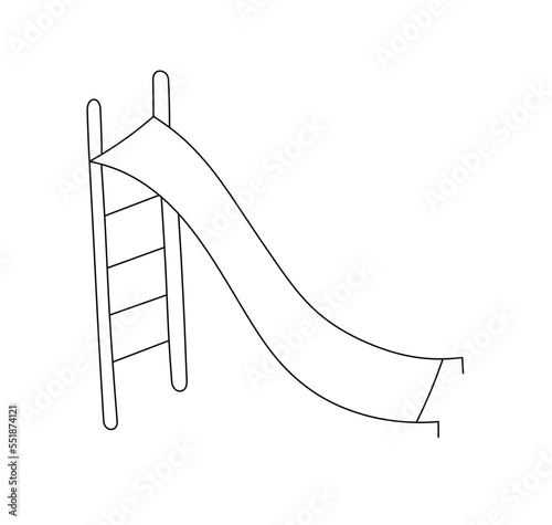 Vector isolated simple minimal kids metal slide colorless black and white contour line easy drawing