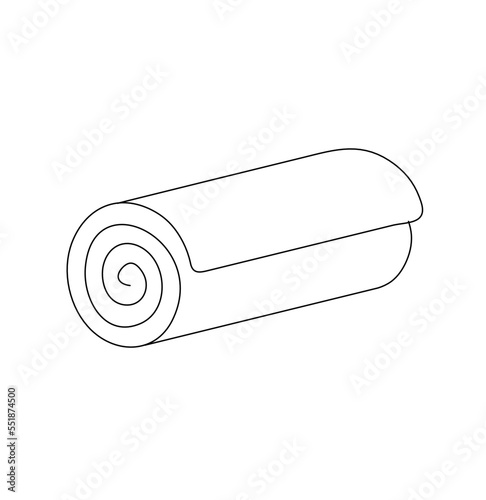 Vector isolated one simple minimal rolled up in roll paper rectangle mat carpet colorless black and white contour line easy drawing