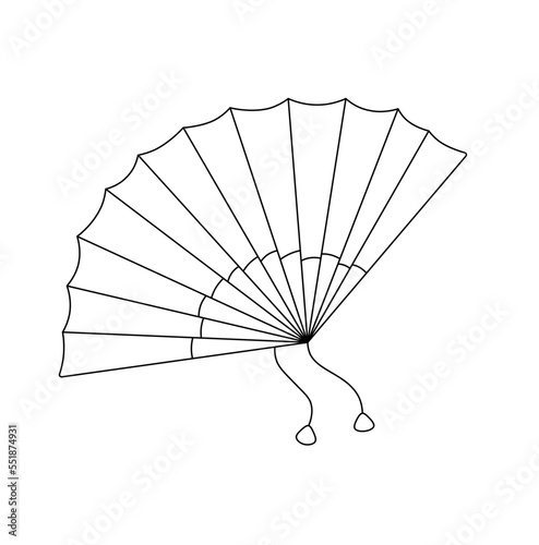 Vector isolated one simple minimal paper fan colorless black and white contour line easy drawing