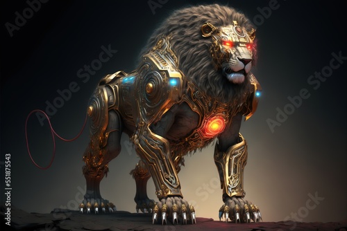 robot animal with metal  muscle strong and futuristic