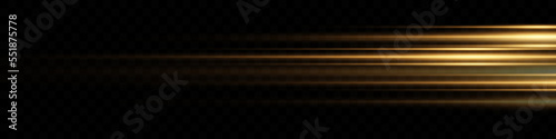 Vector yellow special effect. Luminous stripes on a transparent background. Beautiful glow of glow and spark. Vector background.