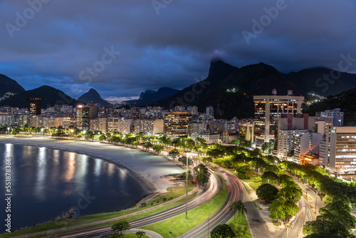 Beautiful view to city buildings and Corcovado Mountain in Rio d photo