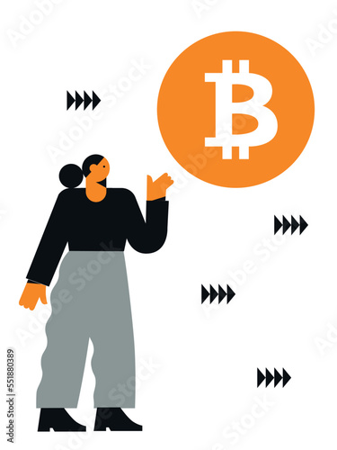 Vector bitcoin icon. Modern icon currency. Vector illustration in Cartoon flat style