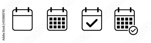 Callendar icon. Calendar planner icon collection. Reminder organizer event signs. Calendar notification icon. Business plan schedule. Stock vector