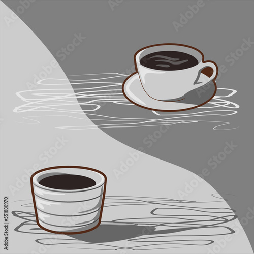 white glass with delicious coffee vector