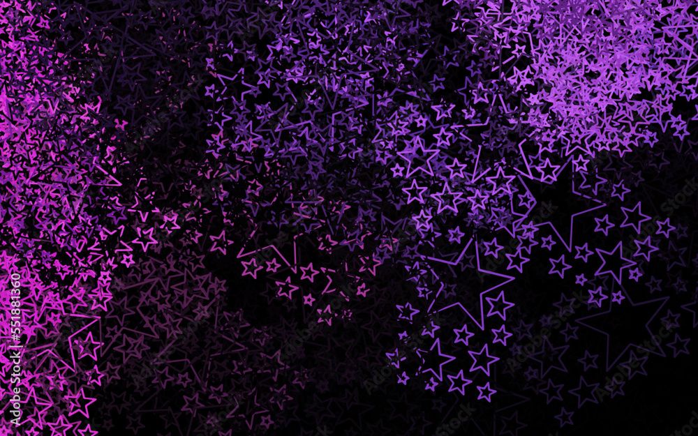 Dark Purple vector template with sky stars. Dark Purple vector template with sky stars.