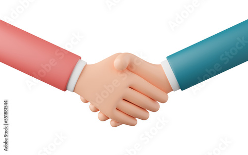 Hand of businessman make a handshake on white background, 3d illustration.