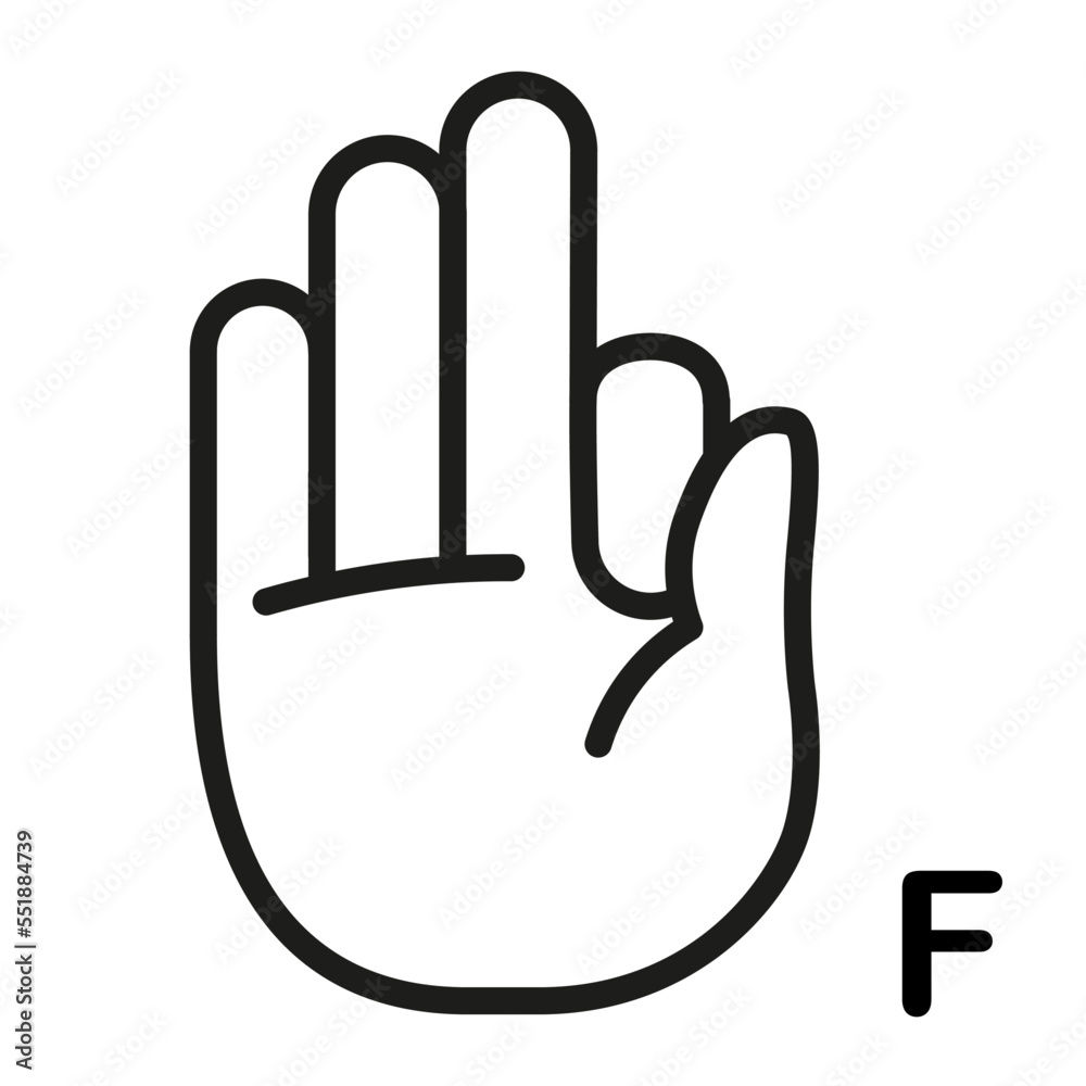 Fototapeta premium Vector Sign Language icon Letter F