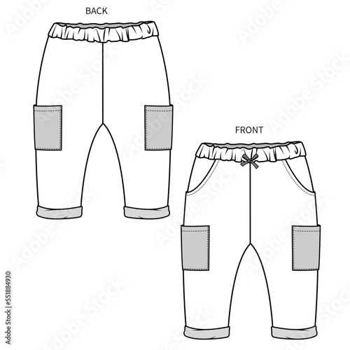CONTRAST POCKET WITH COLOR BLOCK DETAIL JOGGER FOR BABY AND TODDLER GIRLS IN EDITABLE VECTOR FILE