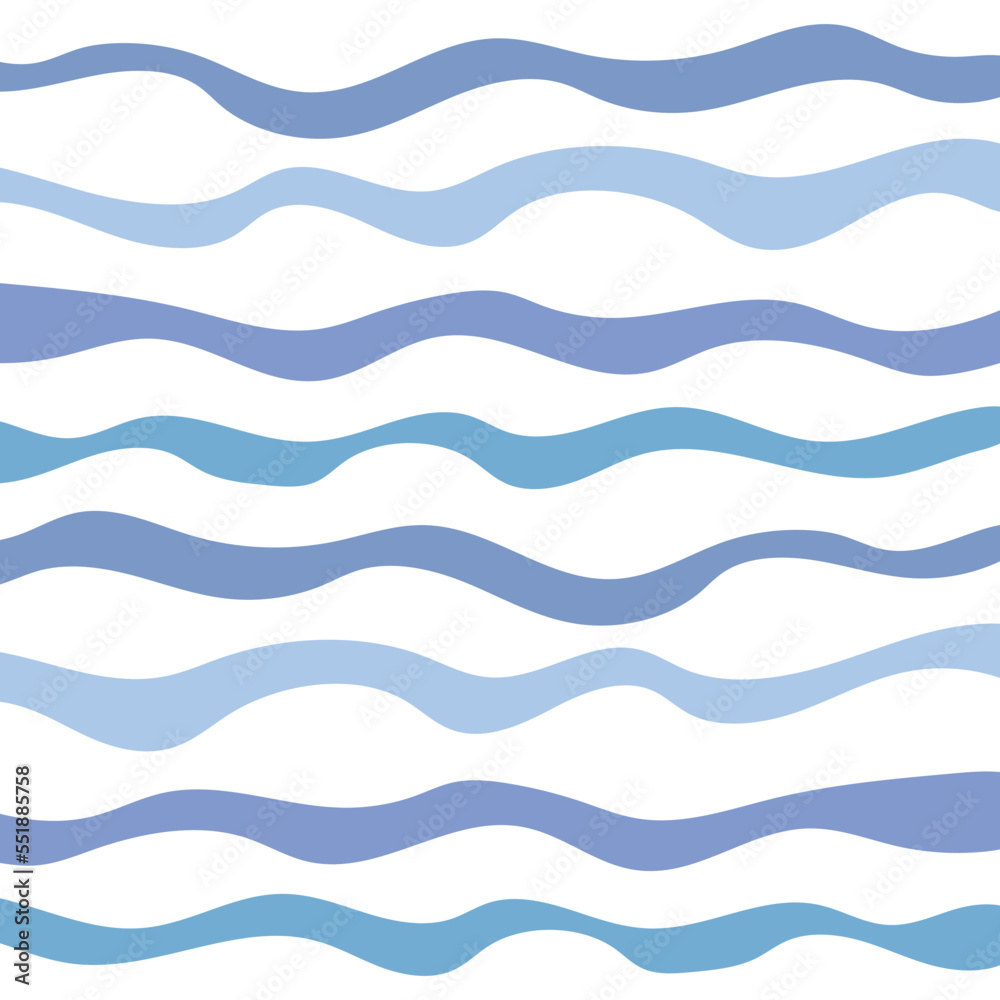 Vector fabric pattern illustration white background abstract unbalance line patterns cute horizontal water blue pastel color different size. Sea and water pattern background.