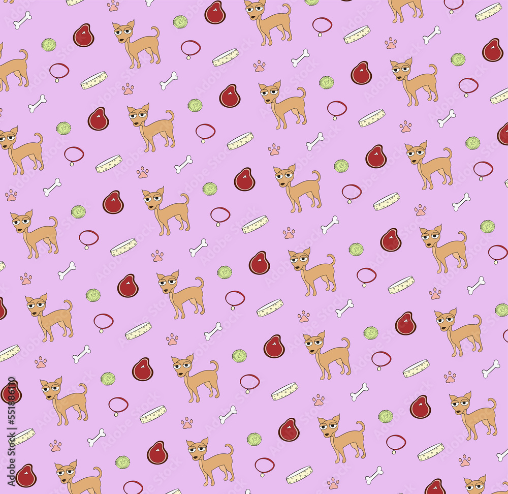 seamless pattern with chihuahua dog and dog accessories seamless pattern with chihuahua dog and dog accessories