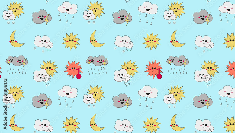 seamless pattern with weather conditions on blue background seamless pattern with weather conditions on blue background