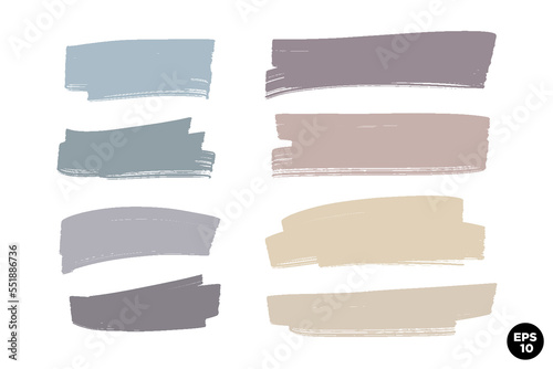 Vector brush stroke set. Pastel collor artistic small artistic backdrops collection. Abstract backgrounds.