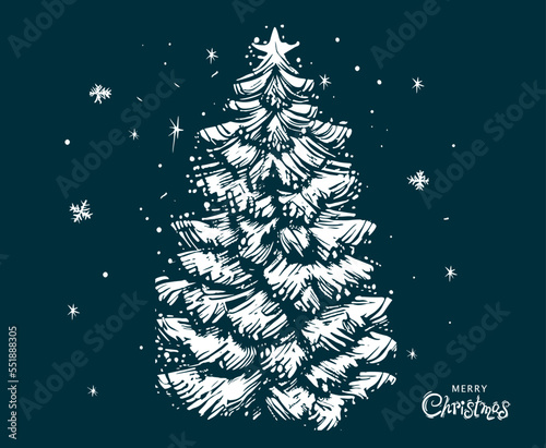 Christmas tree set, Hand drawn illustrations.	
