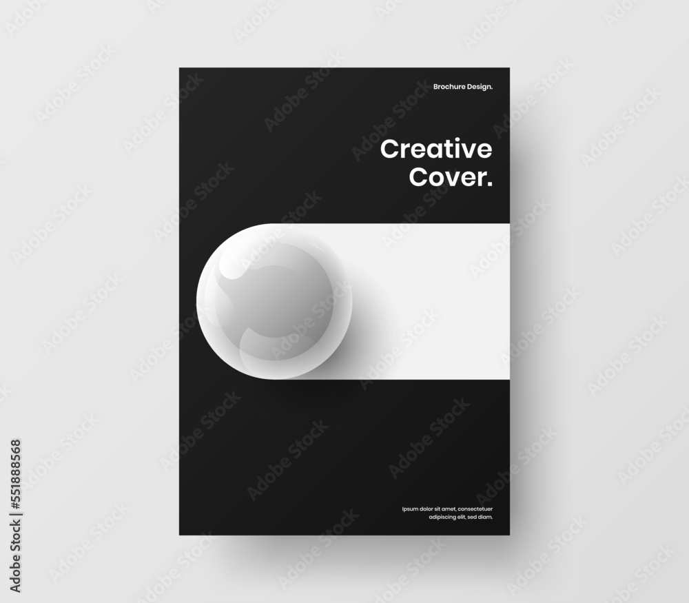 Naklejka premium Bright banner design vector template. Creative realistic balls booklet illustration.