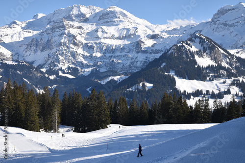 Randonnée en hiver dans le Alpes suisses