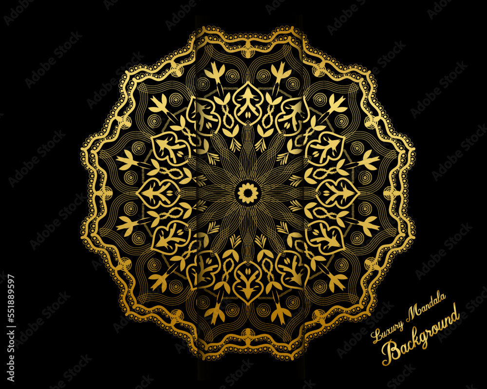 Luxury mandala background with golden Colourful template.