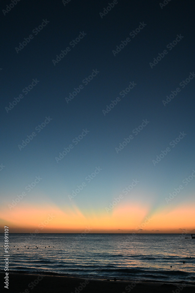Sunset over the Caribbean ocean in Nigril Jamaica Sunset over the Caribbean ocean in Nigril Jamaica