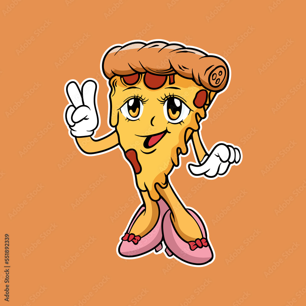 pizza girls vintage cartoon