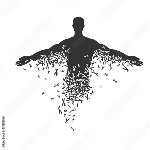 Man silhouette. Vector symbol with xy chromosomes black on white