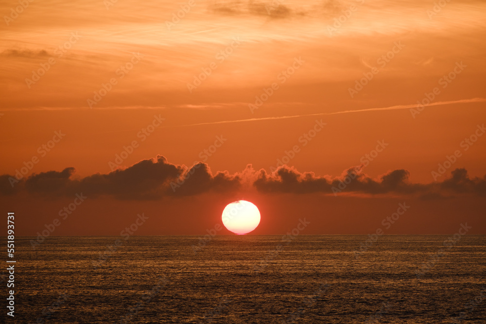 Sunset over the ocean, Hossegor, France