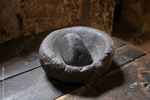 The fulling mill or maray is a lithic object used to grind food in Peru and western Bolivia. photo