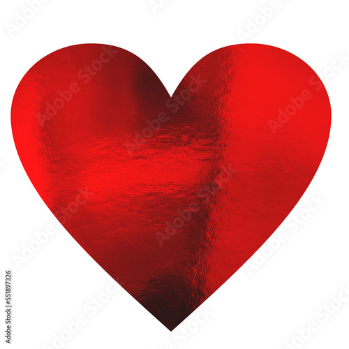 Red Heart With Aluminum Texture For Valentine Day