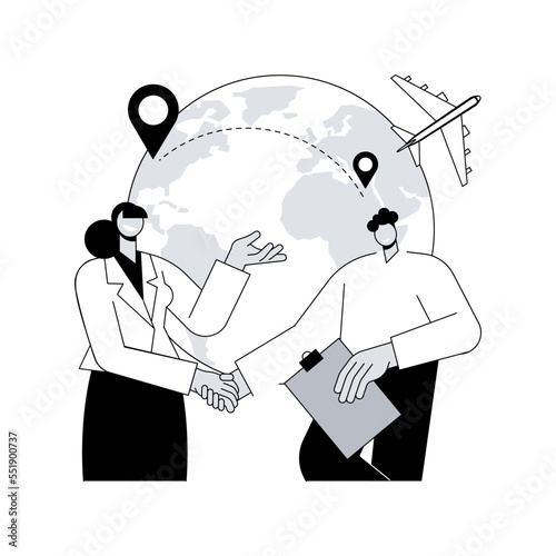 Expat work abstract concept vector illustration. Expat job listing, effective migrant workers, expatriate program, outside country employment, international work opportunity abstract metaphor.