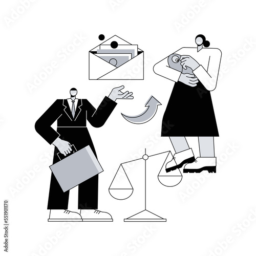 Maintenance obligation abstract concept vector illustration. Care and maintenance, spousal agreement, roles and responsibilities, payments after divorce, father pay alimony abstract metaphor.