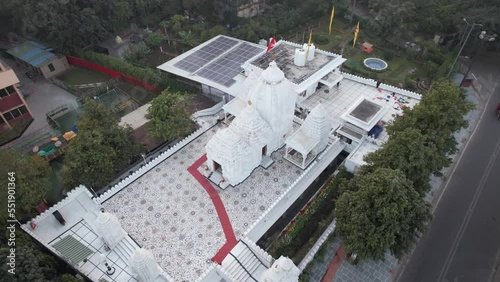 Aerial Drone footage of Shri Jagannath, Mandir Temple in Hauz khas village New Delhi capital city  of India hindu temple delhi temple photo