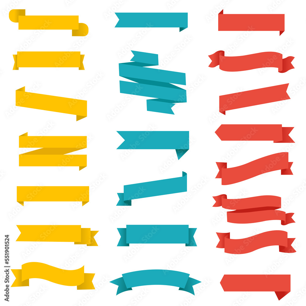 Color Ribbons Set With White Background