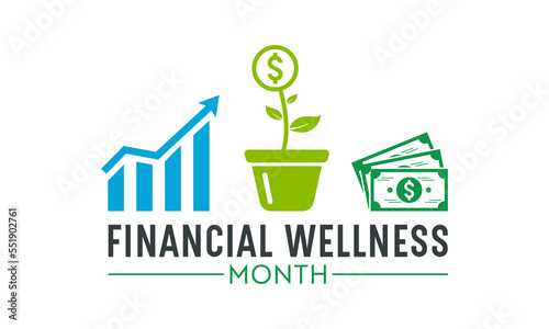 Financial wellness month is observed every year in january. January is financial wellness month. Vector template for banner, greeting card, poster with background. Vector illustration.