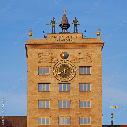 Das Krochhochhaus im warmen Morgenlicht. Leipzig, Sachsen, Deutschland
 photo