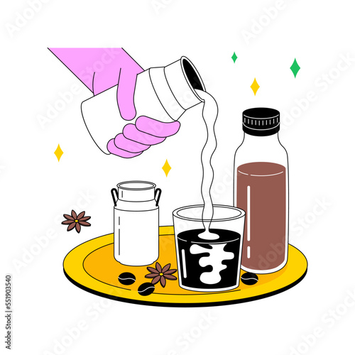 Cold brew isolated cartoon vector illustrations. Barista making cold brew coffee closeup, eating out in the restaurant, delicious ice latte preparation in the coffee shop vector cartoon.