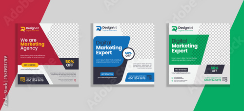 Digital business marketing banner for social media post template