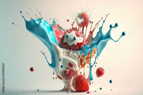 Fruit juice and milk mix fictitious generative AI artwork that doesn't exist in real life.  © Ecleposs