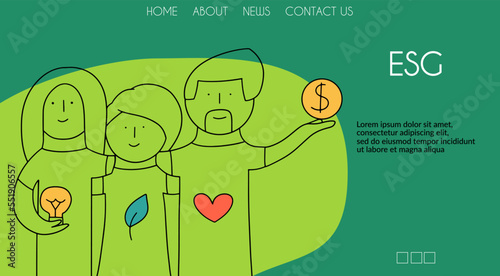 Sustainable environment landing page. ESG concept. Vector illustration for website.