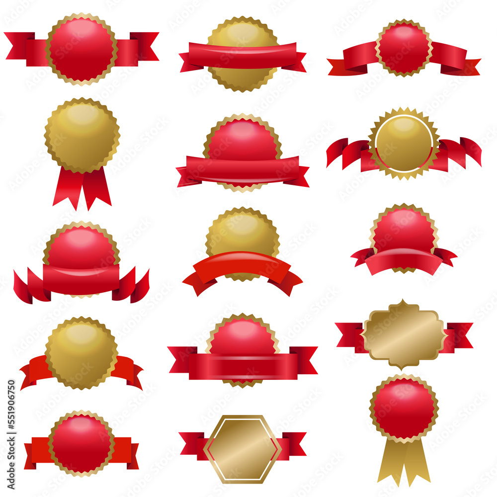 Red And Golden Labels With White Background Red And Golden Labels With White Background