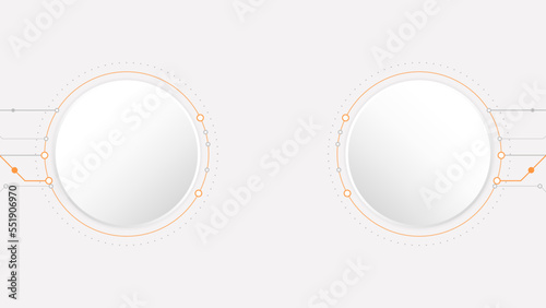 white grey circle technology background abstract. technology with line digital color grey, orange, dot, hi-tech, vector. circle technological for web banner, background, wallpaper, structure, object. 