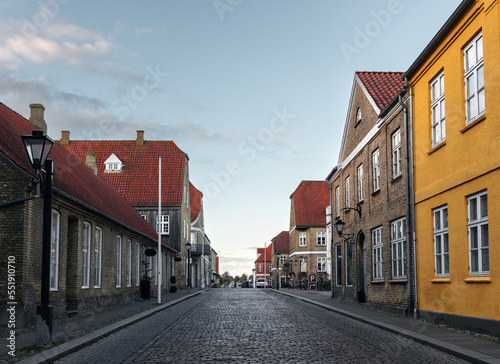 Street of Christiansfeld (Kolding Municipality, Sønderjylland, Denmark) - best-preserved example of the town-planning and architecture of the Moravian Church.