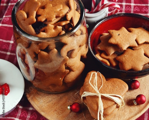 Christmas cut out cookies in the jar.