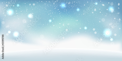 Winter Christmas snow blue clouds sky and hill