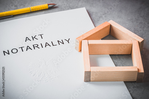 Signing a notarial deed in Poland, Ownership apartment, Buying a house, Polish official document confirming the purchase of real estate.
